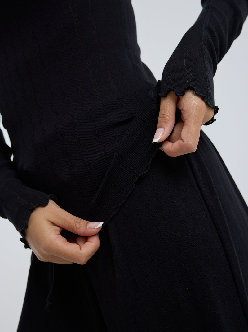 Seamless Basic Jacquard Fiore | Bomuld L/S T-Shirt Sort