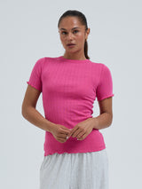 Seamless Basic Jacquard Short Sleeve | Bomuld T-shirt Berry Pink