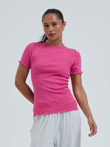 Seamless Basic Jacquard Short Sleeve | Bomuld T-shirt Berry Pink