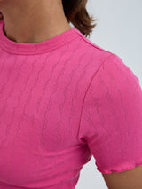 Seamless Basic Jacquard Short Sleeve | Bomuld T-shirt Berry Pink
