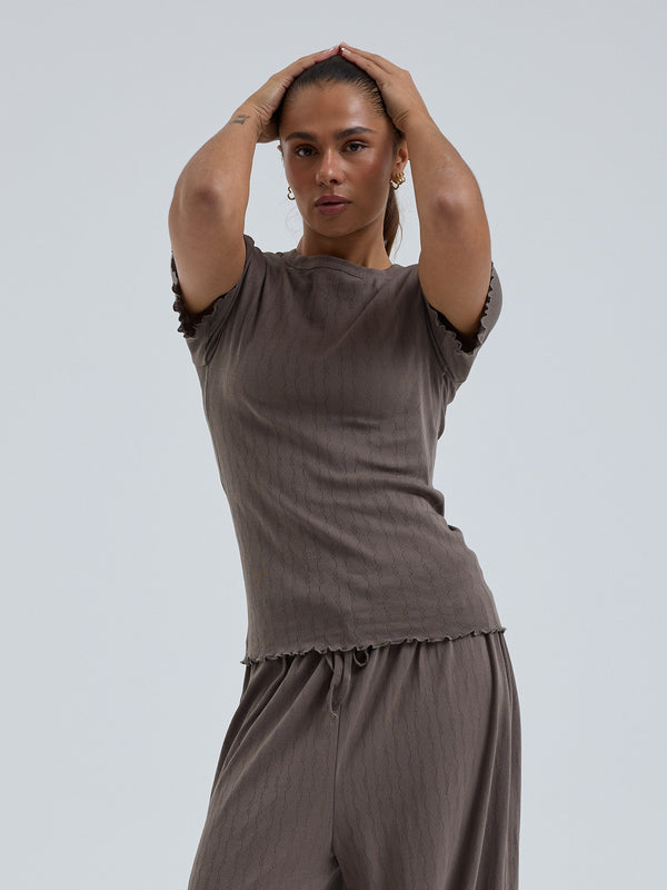 Seamless Basic Jacquard Short Sleeve | Bomuld T-shirt Fungi