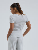 Seamless Basic Jacquard Short Sleeve | Bomuld T-shirt Lt grey melange