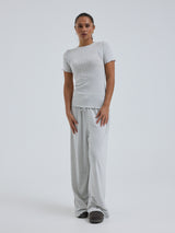 Seamless Basic Jacquard Short Sleeve | Bomuld T-shirt Lt grey melange