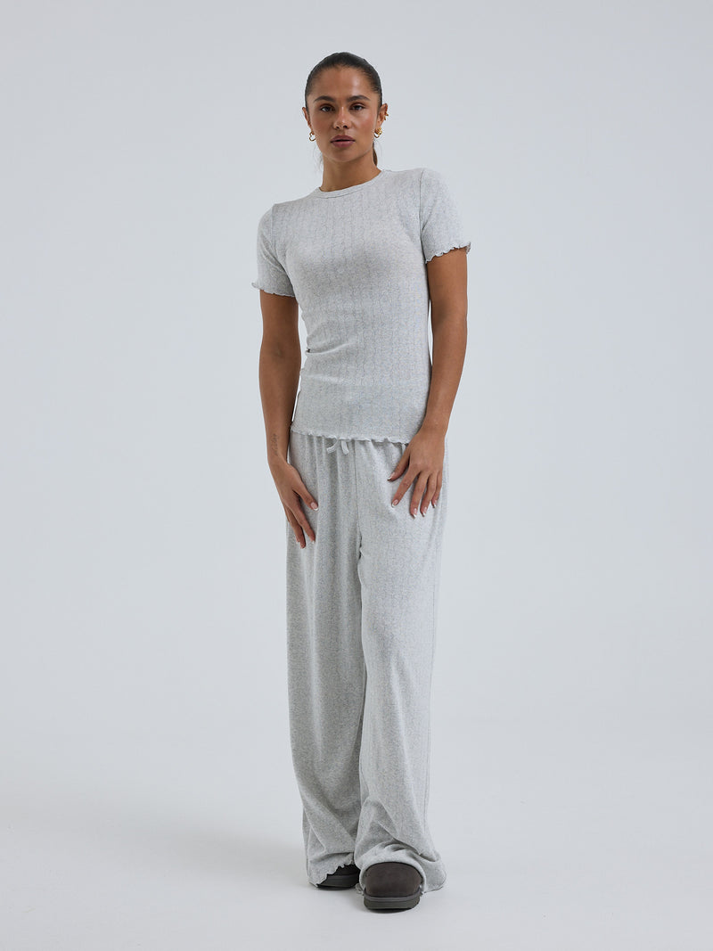 Seamless Basic Jacquard Short Sleeve | Bomuld T-shirt Lt grey melange