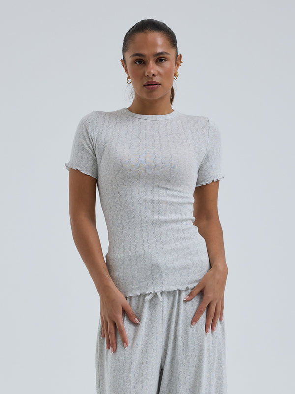 Seamless Basic Jacquard Short Sleeve | Bomuld T-shirt Lt grey melange