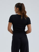 Seamless Basic Jacquard Short Sleeve | Bomuld T-shirt Sort