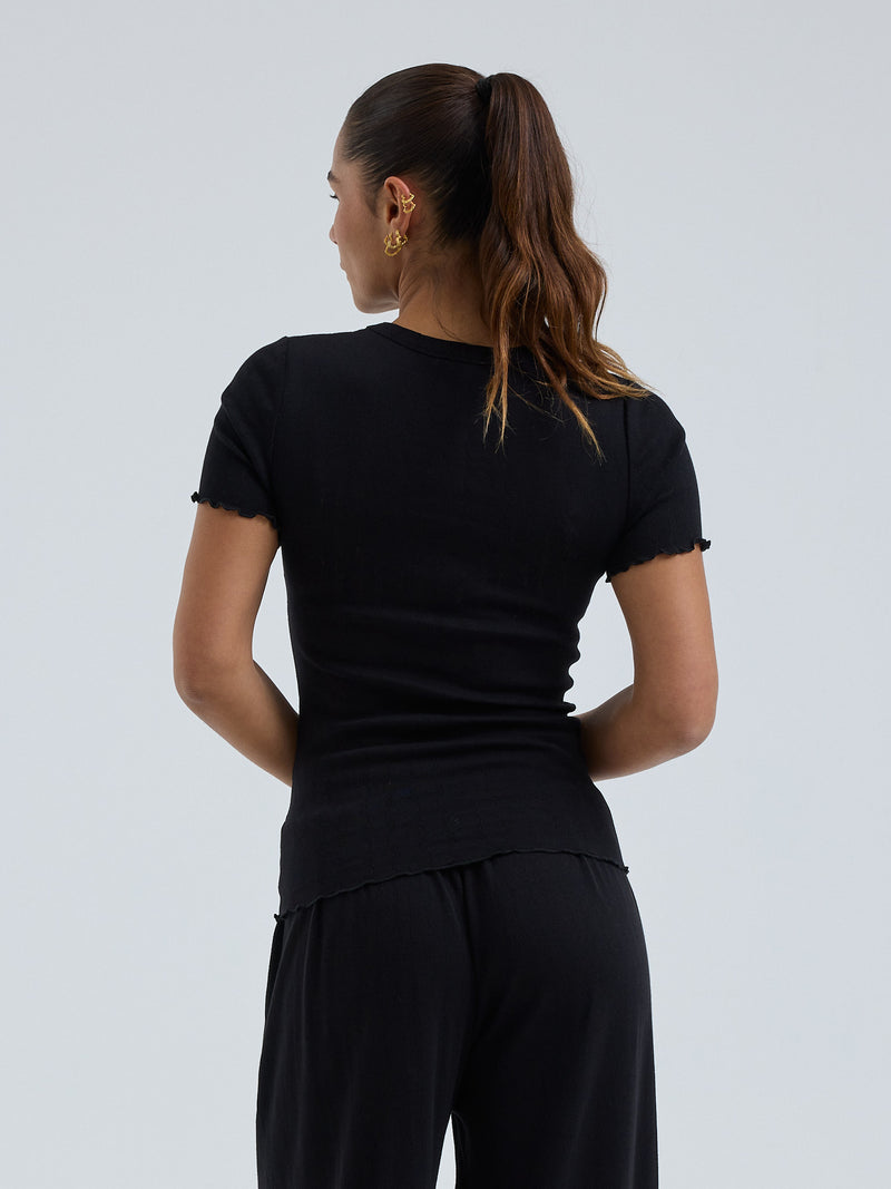 Seamless Basic Jacquard Short Sleeve | Bomuld T-shirt Sort