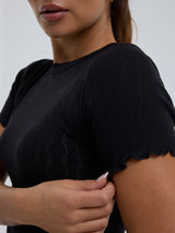 Seamless Basic Jacquard Short Sleeve | Bomuld T-shirt Sort