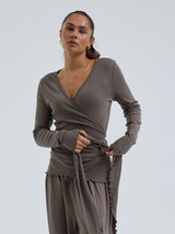 Seamless Basic Jacquard Wrap | Bomuld Cardigan Fungi