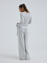 Seamless Basic Jacquard Wrap | Bomuld Cardigan Lt grey melange