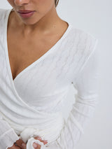 Seamless Basic Jacquard Wrap | Bomuld Cardigan Off-white