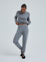 Seamless Basic Knitted leggings | Uld Cashmere T-shirt Ash Melange