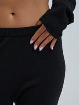 Seamless Basic Knitted leggings | Uld Cashmere T-shirt Sort