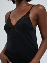 Seamless Basic Lace Silk Cami | Mulberry silke Cami top Black w. Black