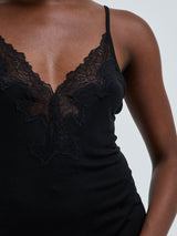 Seamless Basic Lace Silk Cami | Mulberry silke Cami top Black w. Black