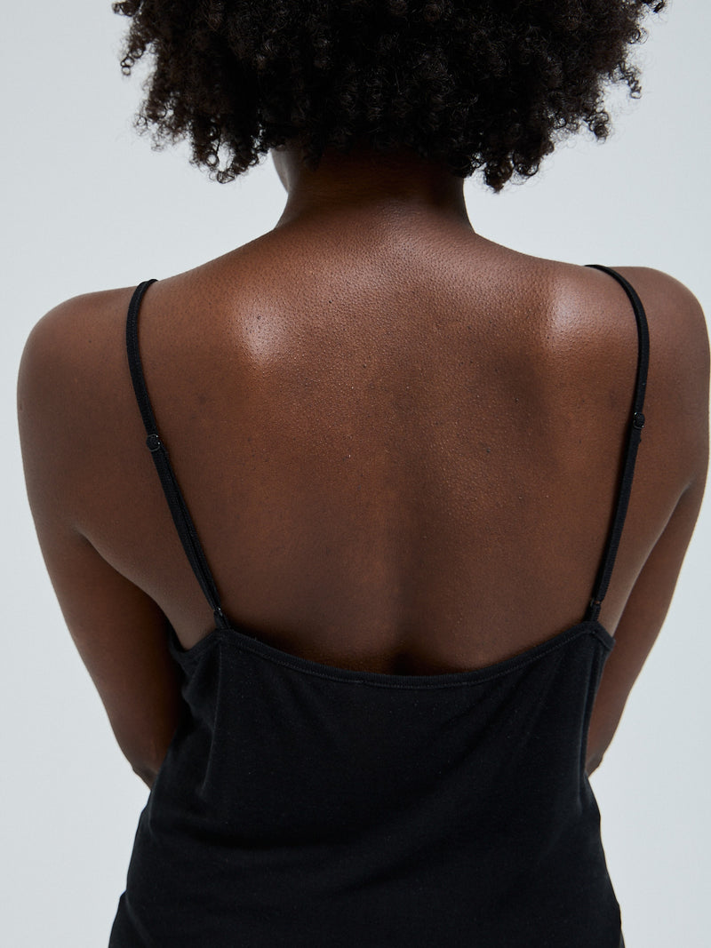 Seamless Basic Lace Silk Cami | Mulberry silke Cami top Black w. Black