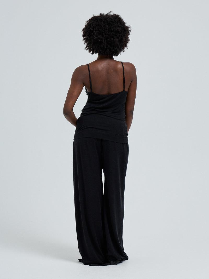 Seamless Basic Lace Silk Cami | Mulberry silke Cami top Black w. Black