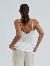 Seamless Basic Lace Silk Cami | Mulberry silke Cami top Off-white