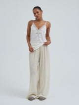 Seamless Basic Lace Silk Cami | Mulberry silke Cami top Off-white