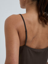 Seamless Basic Lace Silk Cami | Mulberry silke Cami top Umber Brown