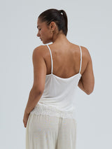 Seamless Basic Lace Silk Cami | Mulberry silke Cami top Off-white