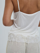 Seamless Basic Lace Silk Cami | Mulberry silke Cami top Off-white