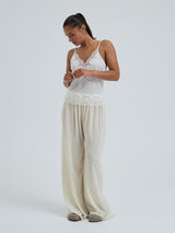 Seamless Basic Lace Silk Cami | Mulberry silke Cami top Off-white