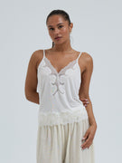Lace Silk Cami | Mulberry silke - Off-white