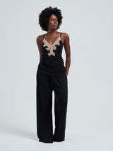 Seamless Basic Lace Silk Cami | Mulberry silke Cami top Black w. Rosie Beige