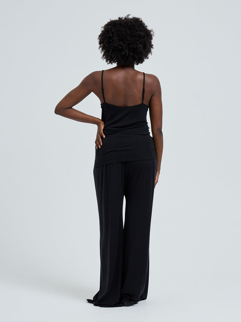 Seamless Basic Lace Silk Cami | Mulberry silke Cami top Black w. Rosie Beige