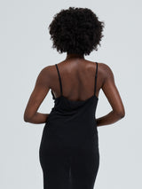 Seamless Basic Lace Silk Slip | Mulberry silke Underkjole Black w. Rosie Beige
