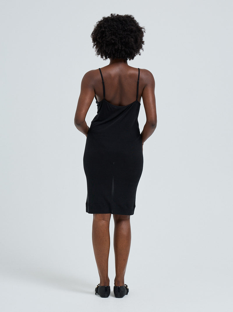 Seamless Basic Lace Silk Slip | Mulberry silke Underkjole Black w. Rosie Beige
