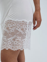 Seamless Basic Lace Silk Slip | Mulberry silke Underkjole Off-white