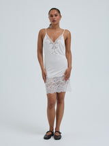 Seamless Basic Lace Silk Slip | Mulberry silke Underkjole Off-white