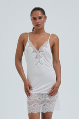 Seamless Basic Lace Silk Slip | Mulberry silke Underkjole Off-white