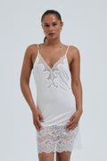 Lace Silk Slip | Mulberry silke - Off-white