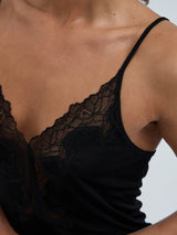 Seamless Basic Lace Silk Slip | Mulberry silke Underkjole Sort