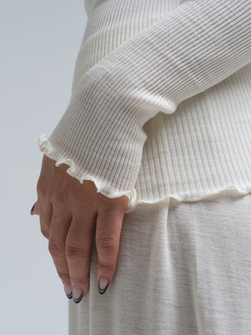 Seamless Basic Lucia | Uld - Silke Bluse Off-white