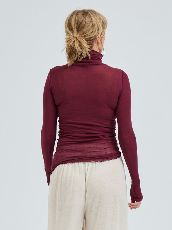 Seamless Basic Nouveau | Bomuld Rullekravebluse Burgundy