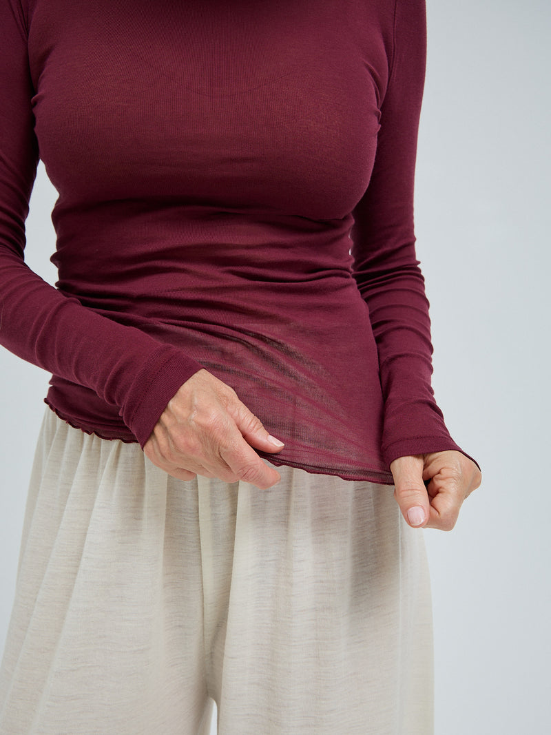 Seamless Basic Nouveau | Bomuld Rullekravebluse Burgundy