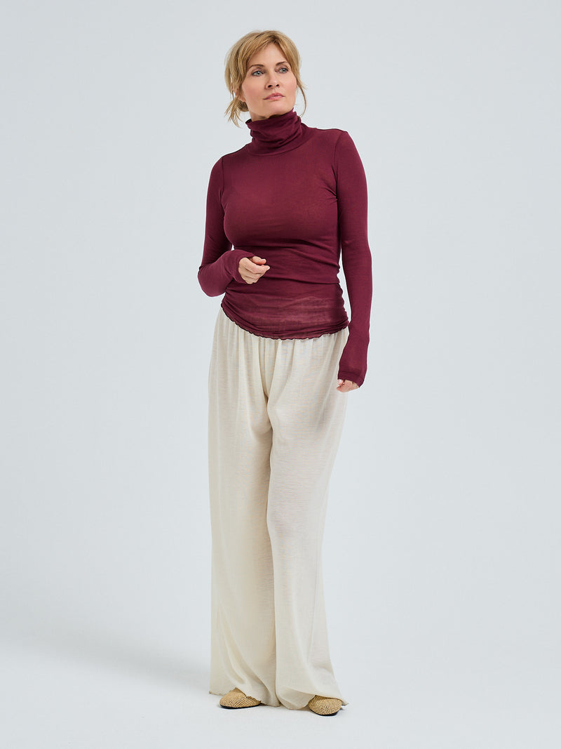 Seamless Basic Nouveau | Bomuld Rullekravebluse Burgundy