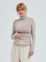 Seamless Basic Nouveau | Bomuld Rullekravebluse Desert Melange