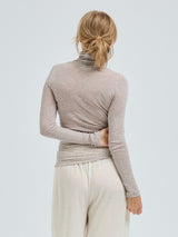Seamless Basic Nouveau | Bomuld Rullekravebluse Desert Melange