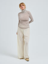 Seamless Basic Nouveau | Bomuld Rullekravebluse Desert Melange