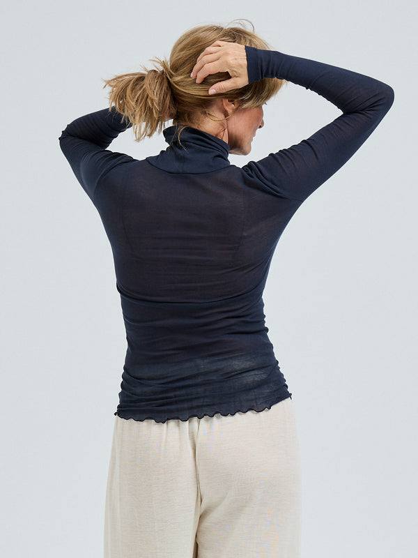 Seamless Basic Nouveau | Bomuld Rullekravebluse Midnight