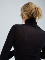 Seamless Basic Nouveau | Bomuld Rullekravebluse Sort