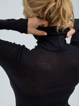 Seamless Basic Nouveau | Bomuld Rullekravebluse Sort
