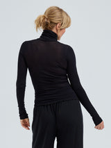 Seamless Basic Nouveau | Bomuld Rullekravebluse Sort