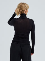 Seamless Basic Nouveau | Bomuld Rullekravebluse Sort