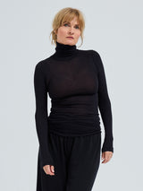 Seamless Basic Nouveau | Bomuld Rullekravebluse Sort